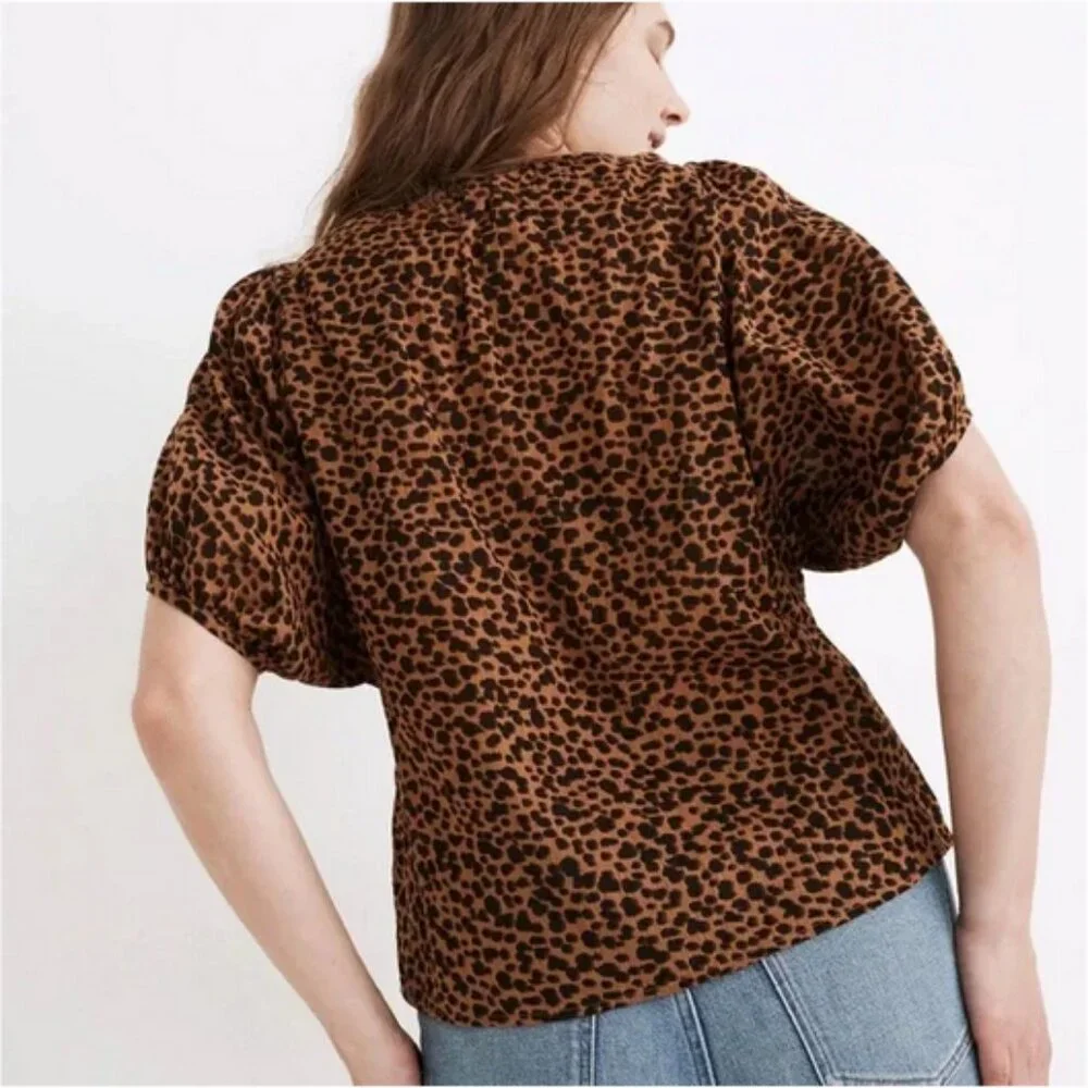 Madewell Leopard Puff Sleeve Blouse